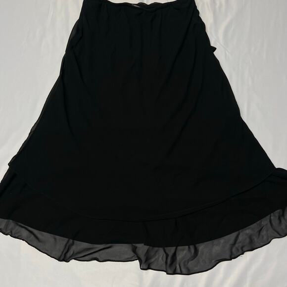 Dressbarn Collection Ruffle Hem Skirt Womens SZ 14W Black Chiffon Flowy Cocktail - Picture 2 of 13